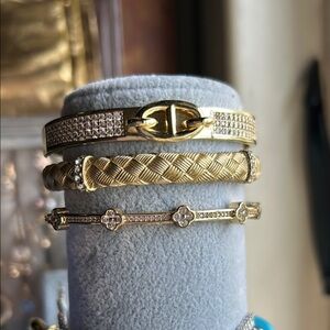 Elegant Gold Tone Bracelet Set